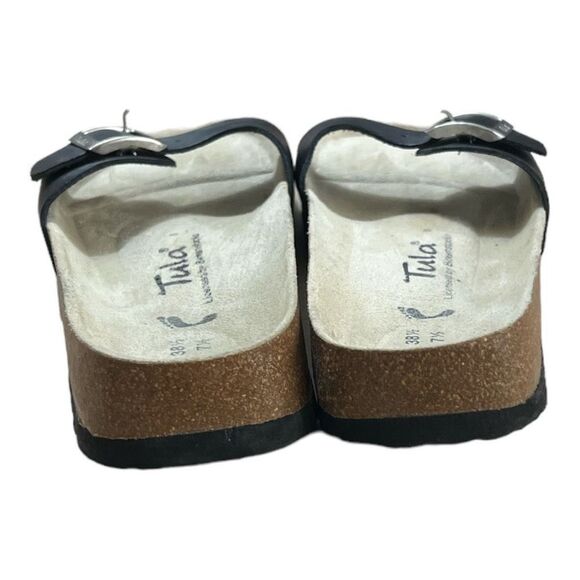 Tula By Birkenstock US 7.5 EU 38.5 Black Leather Strap Bed Sandals Comfort - Picture 7 of 11